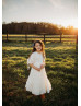 Ivory Cotton Crepe Boho Summer Wedding Flower Girl Dress